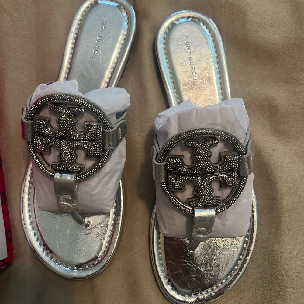 Tory burch silver pave sandal